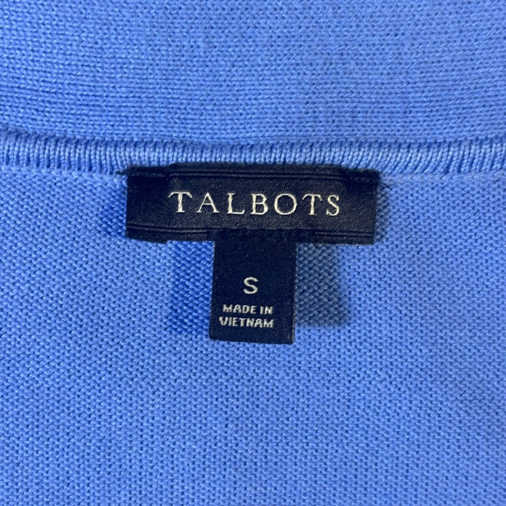 Talbots Womens Blue V-Neck Button Front Cotton Rayon Knit Cardigan Sweater Small - Picture 8 of 12
